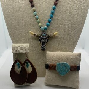 Southwestern Turquoise and Brown Jewelry Set